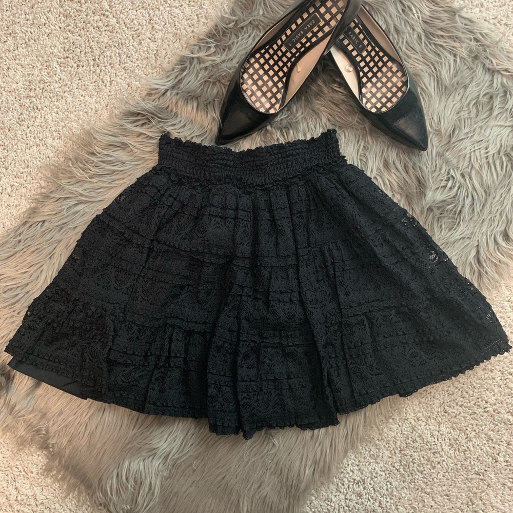 Zara Black Stretchy Lace Overlay Skirt